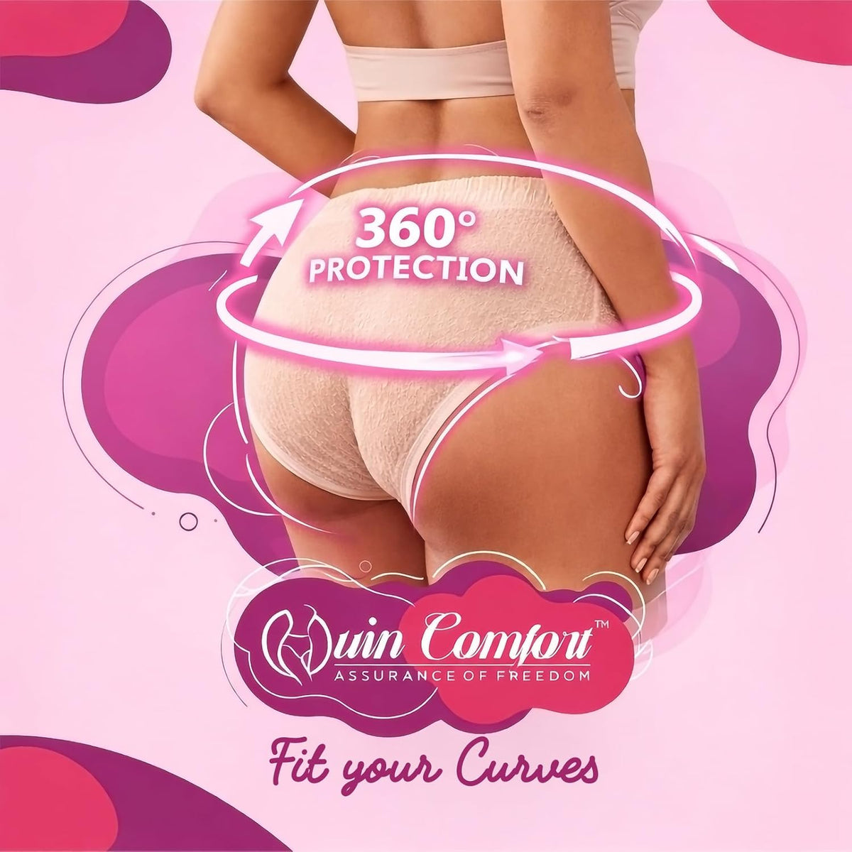 Quin Comfort Period Panty For Girls & Women, (XXL-XXXL), 20 Pcs, 12 Hrs Protection | Super Absorbent 360° Coverage | "Leak-proof" For Heavy Flow, Maternity Delivery Pads, Postpartum & Overnight Protection, Disposable Panty