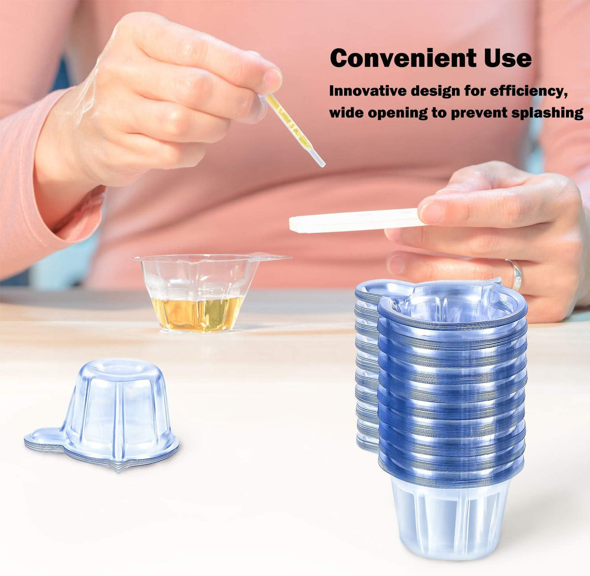 100 Pack Urine Cups, Pee Cup, 40ml Plastic Urine Cups Urine Specimen Container Cups for Pregnancy Test, Ovulation Test, pH Test