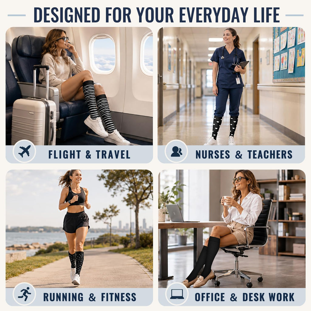 Copper Compression Socks for Women & Men (6 pairs) - Best Support for Nurses, Running, Hiking, Recovery