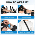 Hinged ROM Knee Brace with Adjustable Locking Dial & Side Stabilizers - Post Op Knee Support for ACL, PCL, MCL Injury, Meniscus Tear Recovery - Universal Fit Stabilizer for Men & Women, Left or Right Leg