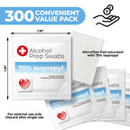 Alcohol Wipes individually Wrapped - 300 Pack Isopropyl Alcohol Wipes, Alcohol Prep Pads, Great for Home, Medical and First Aid Kits, Individually Wrapped Swabs