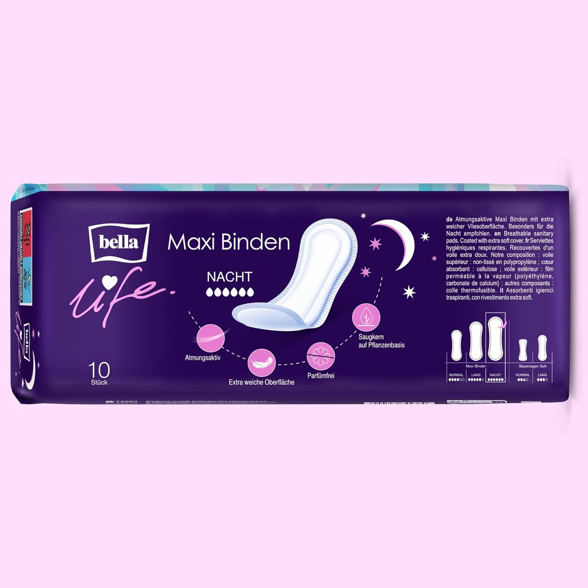 bella Sanitary Pads Overnight Breathable 10 pieces