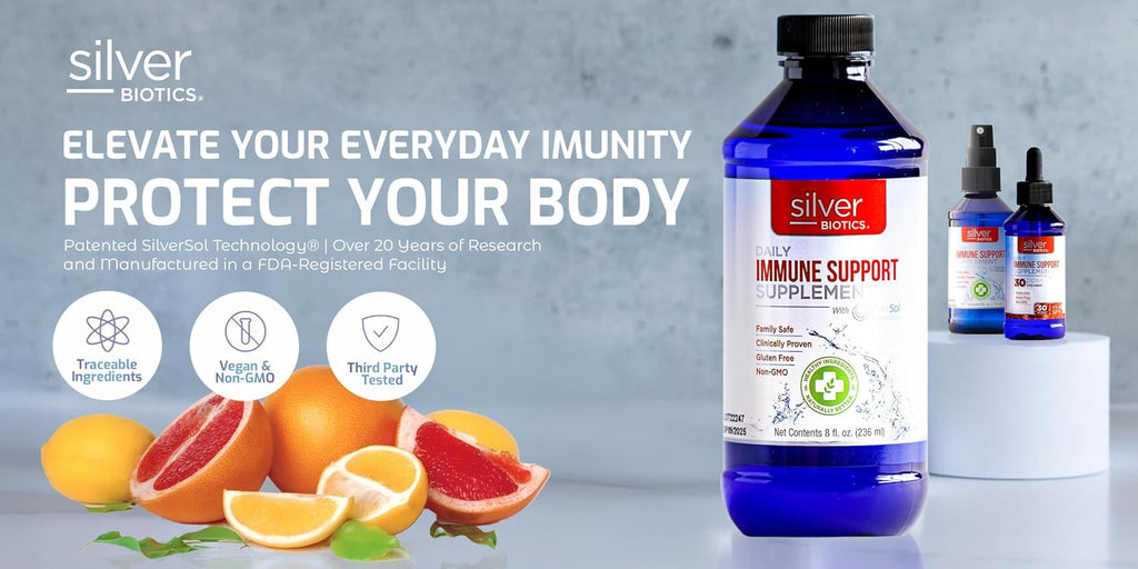 Silver Biotics Patented Multivalent SilverSol Technology | Ag?O? 10 PPM Immune Support | Bio-Hacking Immune Building Natural Support | 8 Fl Oz