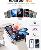 Smart Watches for Women Men, Fitness Tracker Watch with 110 Sports Modes, Step Counter/Sleep Monitor/Pedometer, IP68 Waterproof, Bluetooth Call & Music Control Smartwatch for iPhone/Android,Starlight