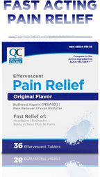 Quality Choice Effervescent Pain Relief, Original Flavor, Buffered Aspirin (NSAID) Pain Reliever and Fever Reducer, 36 Tablets (Pack of 2)