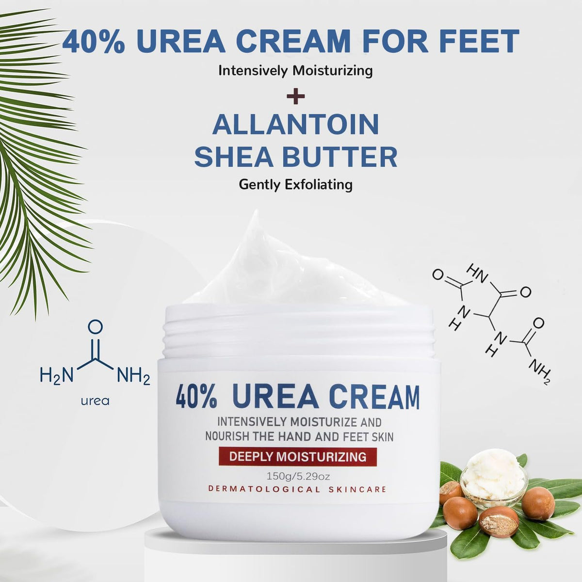 Urea Cream 40%, Keratolytic Foot Cream for Dry Cracked Heels, Feet, Knees, Elbows, Hands, Cuticle, Callus Remover, Skin Barrier Repair