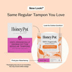 The Honey Pot Company - 100% Organic Cotton Tampons - Regular Absorbency | Multipack - Tampons w/BPA Free Plastic Applicator - Unscented - Without Fragrances or Chlorine - Feminine Care - 54ct