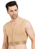 Gynecomastia Short Vest || HIGH COMPRESSION || Front Zip and Hook Closure || Tomboy Chest Binder || Comfortable Support for Men || Chest Shapewear || Post-Surgery Recovery ||