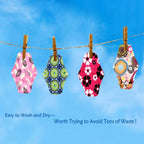 10 Pcs Reusable Sanitary Pads for Women Sanitary Pads for Day and Medium Flow, Washable Bamboo Cloth (26 x 18 cm)
