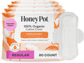 The Honey Pot Company - Cotton Comfort - Regular Pads for Women | Non-Herbal - Organic Cotton Cover - Menstrual Pads w/Wings - No Fragrance & Ultra-Absorbent Pulp Core - Feminine Care - 80ct