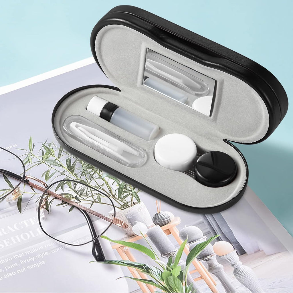 AITIME 2 in 1 Contact Lens and Glasses Case Combo,Contact Travel Case Kit | Double Sided Eye Contact Case with Remover Tool,Storage Organizer Accessories,Cute Eyeglasses Case with Contact Holder