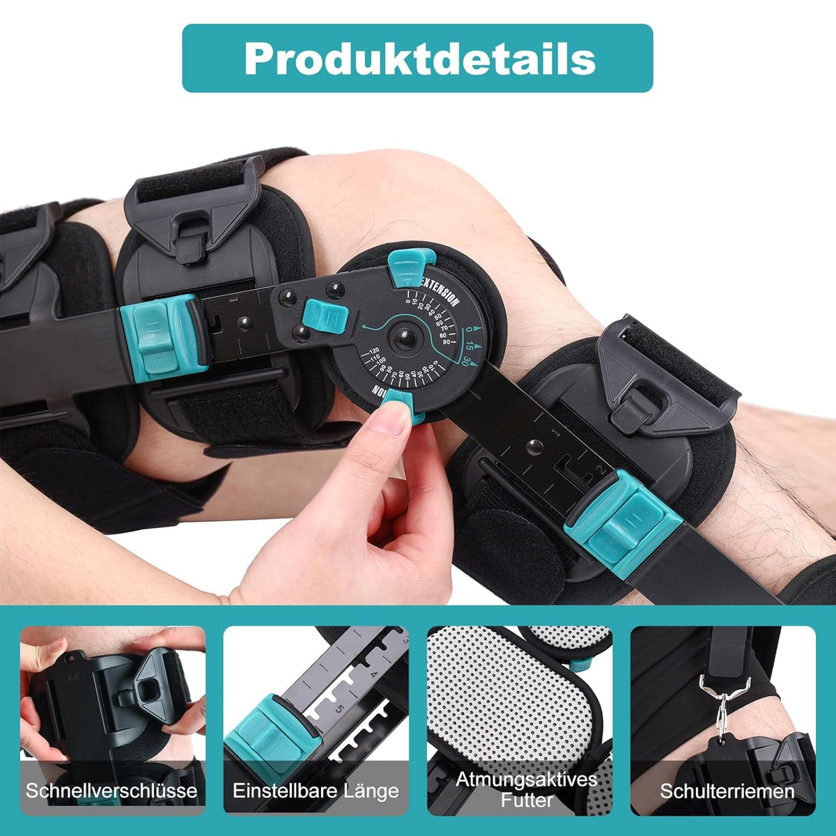 Hinged Post Op Knee Brace, ROM Knee Immobilizer for Recovery Stabilization, ACL, MCL and PCL Injury, Adjustable Orthopedic Knee Support for Left and Right Leg