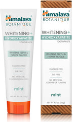 Himalaya Botanique Whitening+ Nano Hydroxyapatite Toothpaste, Mint, 4 oz | Nano Hydroxyapatite Toothpaste, Support Enamel Strength & Integrity,Great for Sensitive Teeth, Fluoride Free,SLS Free & Vegan
