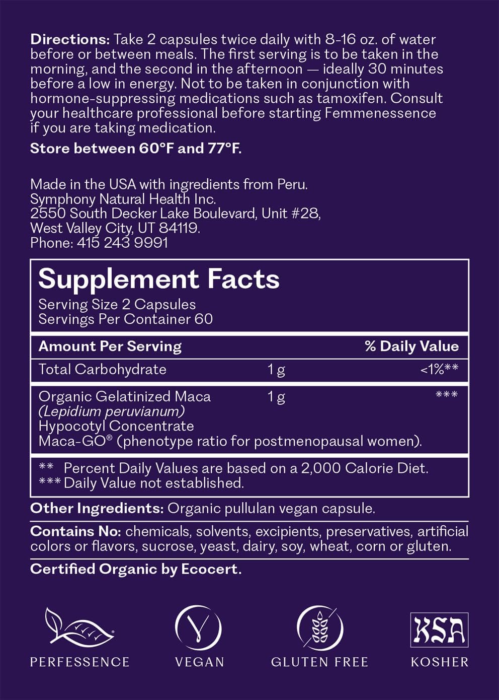 Natural Health Femmenessence MacaPause Dietary Supplements 120 capsules