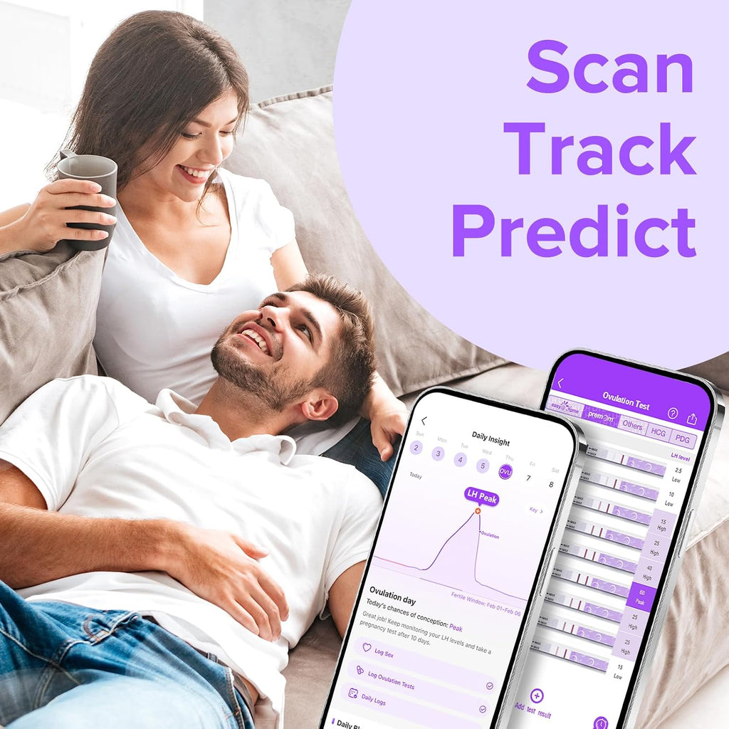 Premom Quantitative Ovulation Test Strips: 5X Pregnancy Rate Found* Use App | 25 Ovulation Tests - Numerical LH Range 0-65 mIU/mL, 5 Pregnancy Test Strips, Premom App Tracking LH Changes, TTC Family Plan