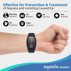 EmeTerm Explore Classic FDA-Cleared Anti-Nausea Wristband IP67 Waterproof Morning Motion Sickness Relief Band Rechargeable Classic Strap Design Drug Free Non-drowsy Without Side Effects Galaxy Black