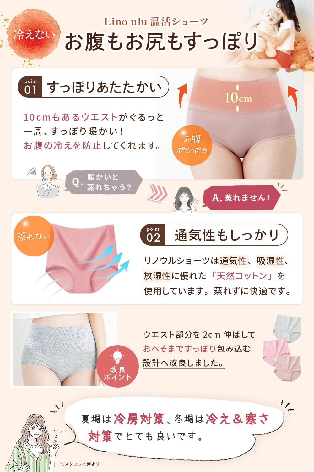 Lino Ulu 3 Underwear and Base Layers 100% Cotton High Waist