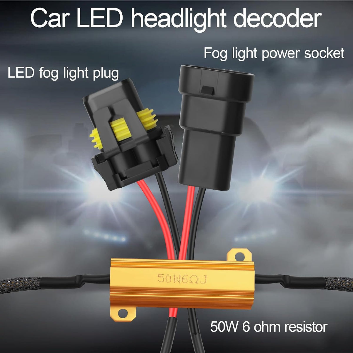 Car LED Headlight Decoders​LED Load Resistors,50W 6Ohm for 9005/9006 Bulbs Canbus Decoder Anti Flicker,Error Codes,Random Shutdown,IP67 Waterproof 4PCS (Suitable for 9005/9006 Bulbs)