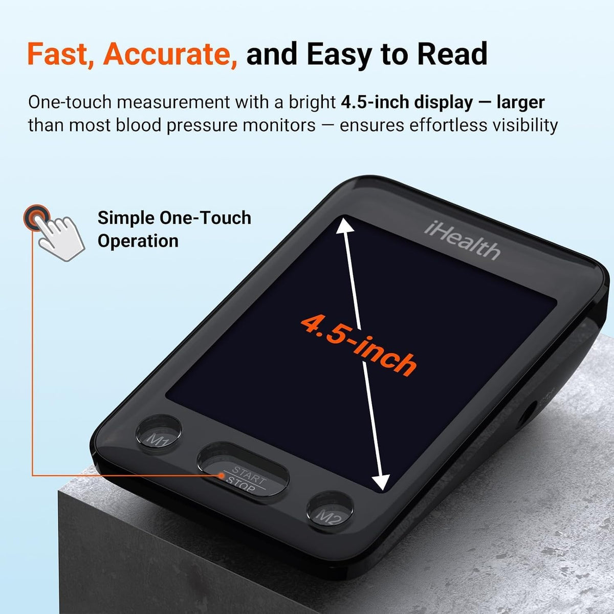 iHealth Accu Bluetooth Upper Arm Blood Pressure Monitor with Large Cuff | Smart BP monitor for home use, 8.7"-16.5"Adjustable BP Cuff for Large Arm, 2-user memory,compatible with iOS & Android, Black