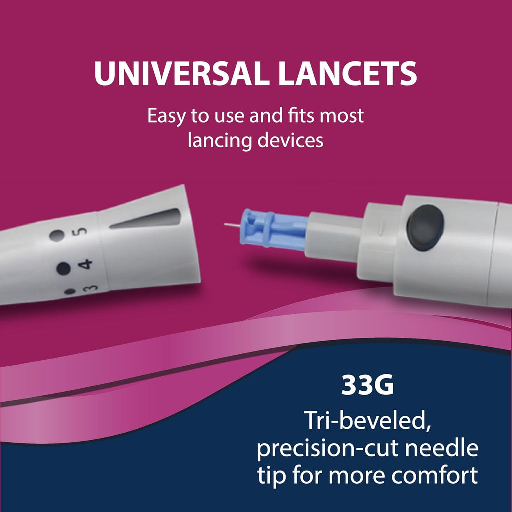 TRUEplus Single-Use Sterile Lancets Bundle, 33G, 300 Pack | Blood Lancets (Sterile, 33G, 4 cm total length) and TRUEplus Log Book, Supplies for Blood Glucose Testing at Home