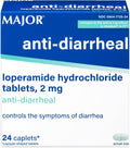 MAJOR Anti-Diarrheal Loperamide Hydrochloride 2 mg, 24 Caplets (1-Pack)