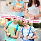 Kids Led Digital Pedometer Watch, Steps Counter, Waterproof Wristwatch, Vibrating Alarm Clock, Stopwatch, Great Gift for Kids Children Teens Girls Boys (Pink)