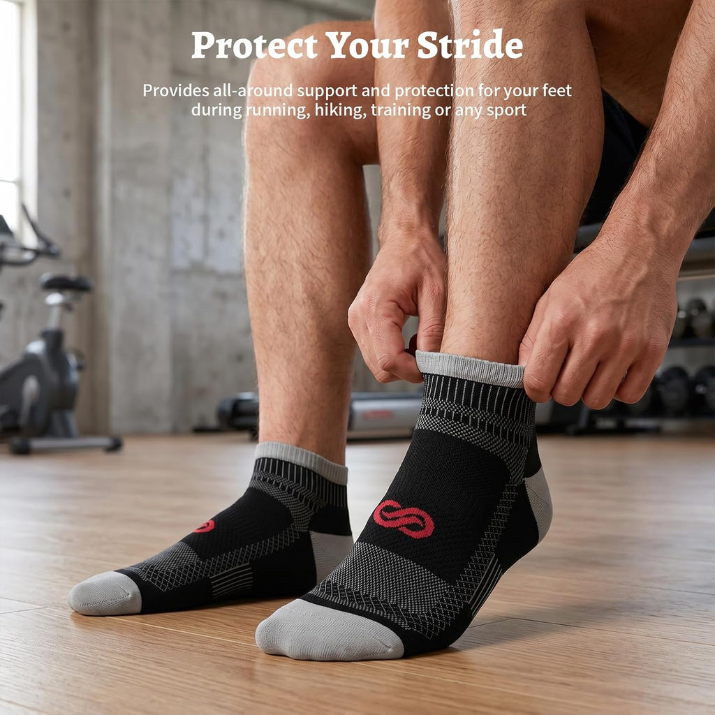 Compression Socks for Men Women Ankle Running Socks for Plantar Fasciitis | Low Cut Athletic Ankle Socks with Ankle & Arch Support for Running, Cycling, Golf, Work, Plantar Fasciitis Relief