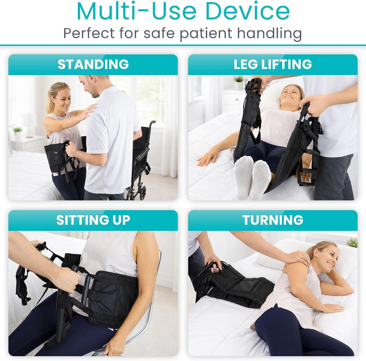 Vive Transfer Sling - Padded Assist Gait Belt - Heavy Duty Patient Lift