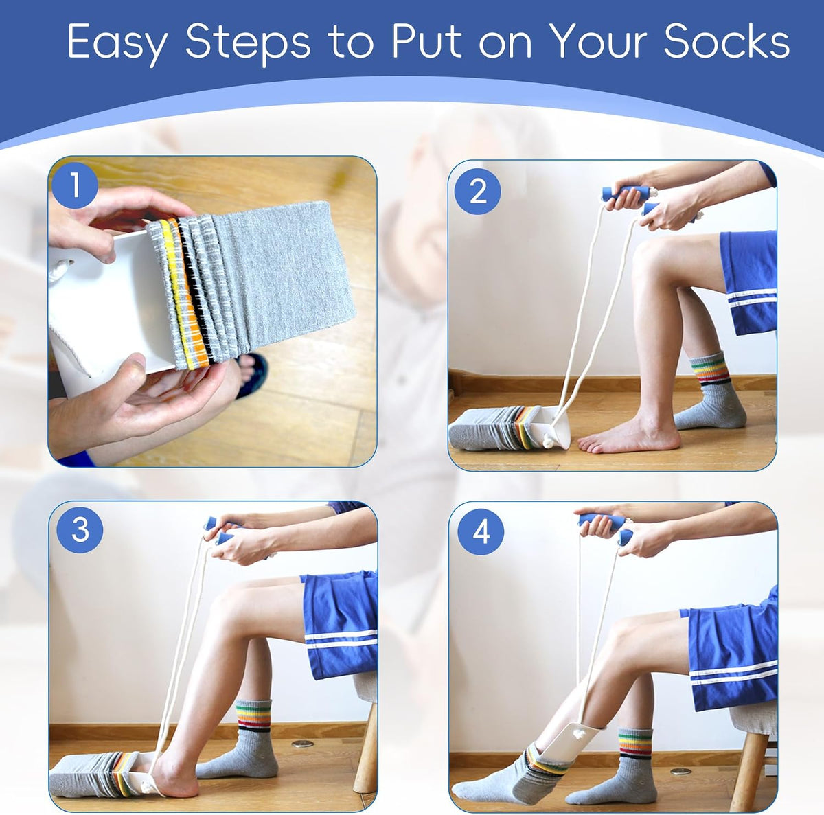 Sock Aid, Sock Aid Device for Seniors, Sock Helpers to Put on Your Socks with Foam Handles, Sock Assistant Device no Bending Easy On Easy Off, Sock Aide for Elderly, Pregnant, Diabetics?White?
