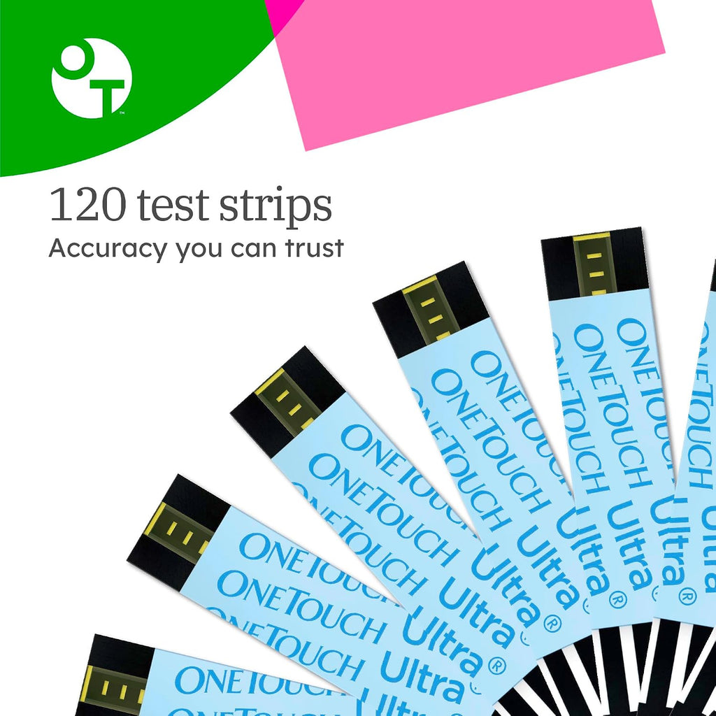 OneTouch Ultra Test Strips for Blood Glucose Monitoring, 120 Count