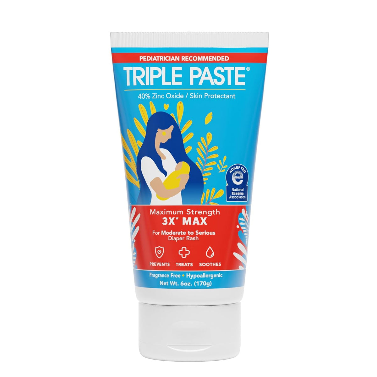 Triple Paste 3X Max Strength Diaper Rash Ointment, 40% Zinc Oxide, 6 oz