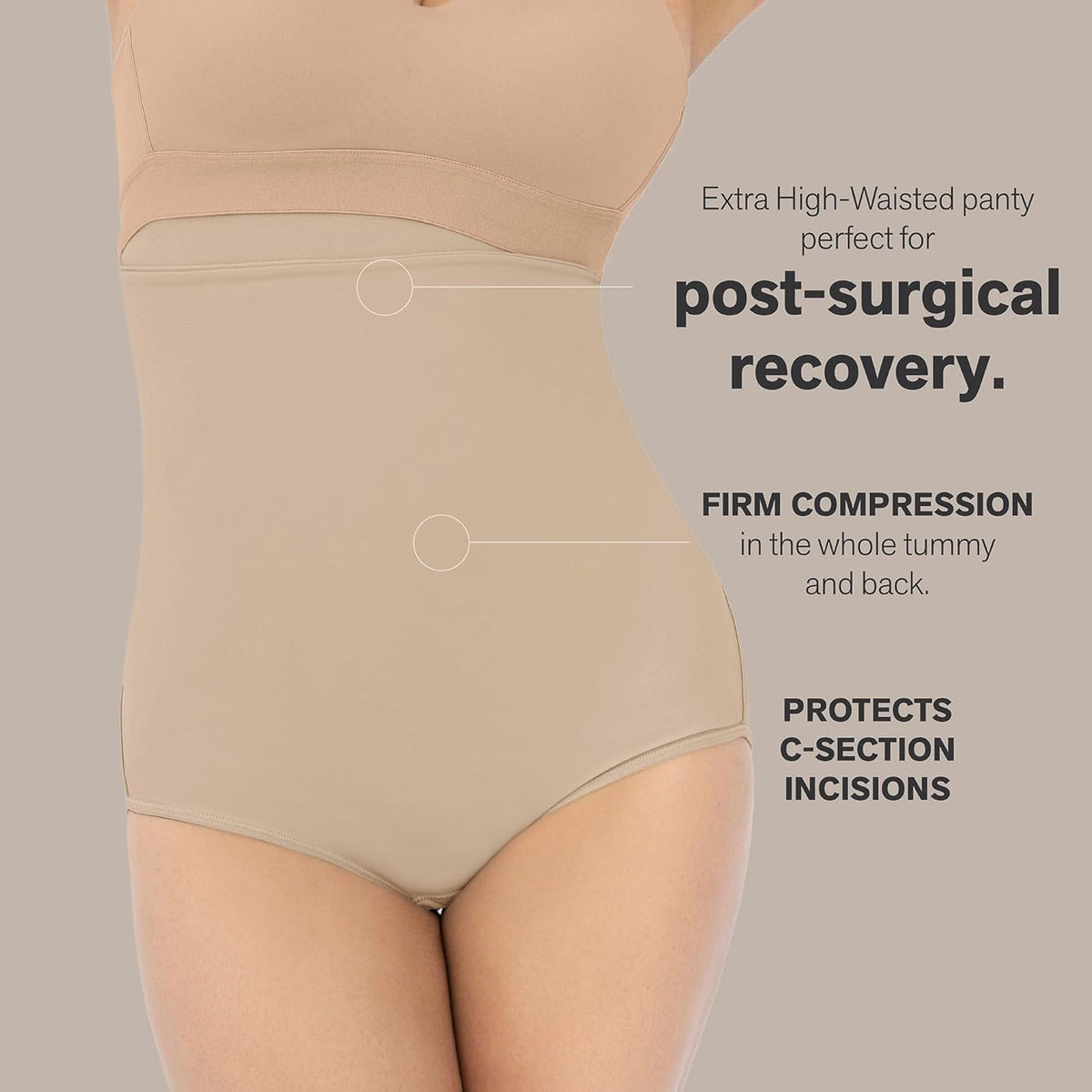 Leonisa BellyFlex Total High-Waist Post-Surgical Compression Underwear, Adjustable Belly Wrap, Tummy Control Shapewear Girdle