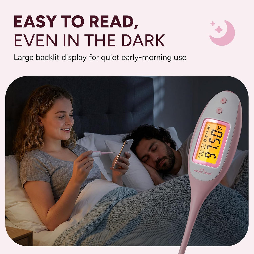 Easy@Home Bluetooth Basal Thermometer: Smart BBT for Ovulation with Large Backlit LCD Screen, 1/100th High-Precision Tracker & 30-Reading Memory | Compatible Premom App | EBT-770