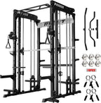 RitFit M1 Pro Smith Machine Cable Crossover Power Cage Home Gym | Dual 360 Cables, Barbell & Handles, LAT Pulldown, 1850LBS Weight Capacity