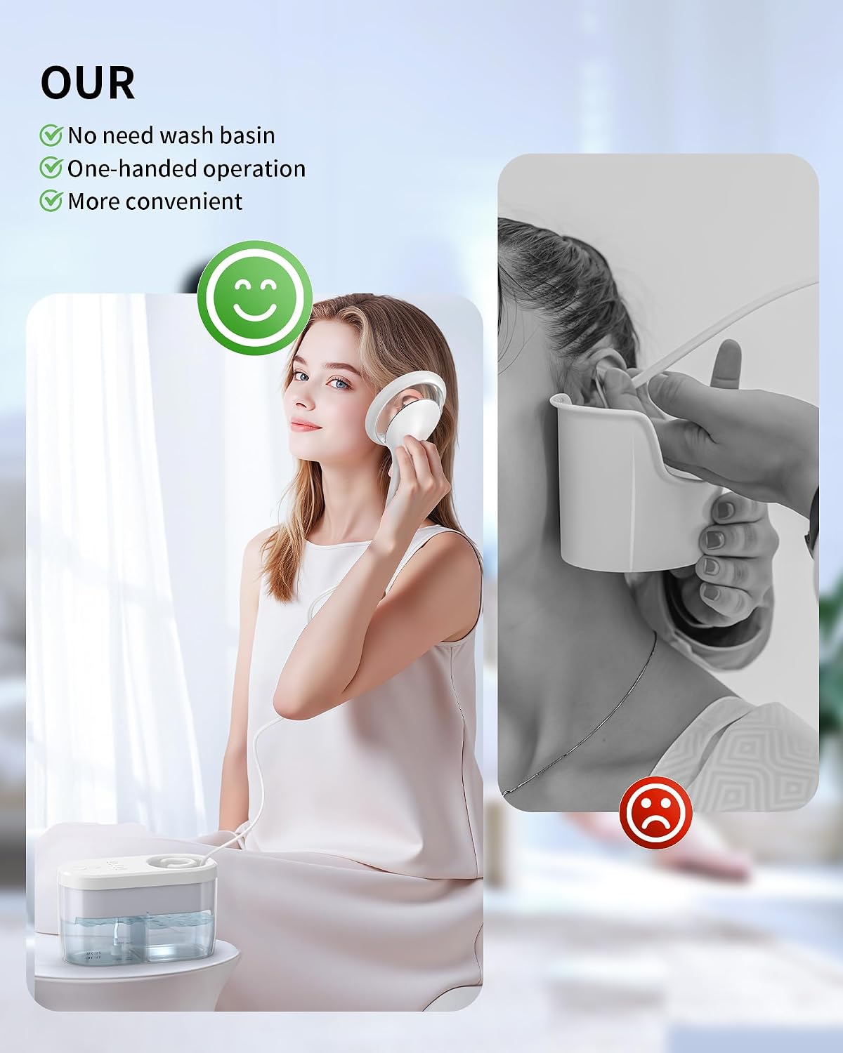 Electric Ear Wax Removal Kit, FSA-HSA-Eligible, Water Powered Ear Irrigation System with Sewage Collection, 4 Clean Modes, Safe & Effective, 3 Ear Tips for Adults