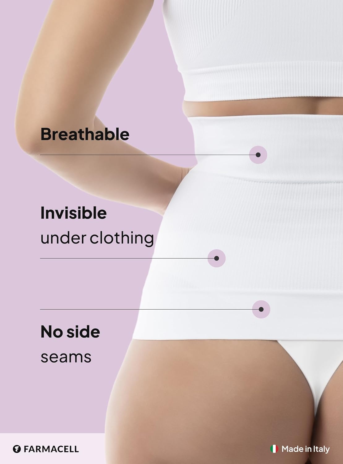 Farmacell Waist Cincher for Women, Tummy Control Seamless Shapewear, Made in Italy, 605