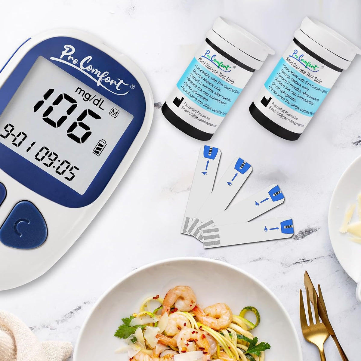 Glucose Test Strips 100 Count Blood Sugar Test Strip Used with Pro Comfort Glucose Monitor Only No Coding Design