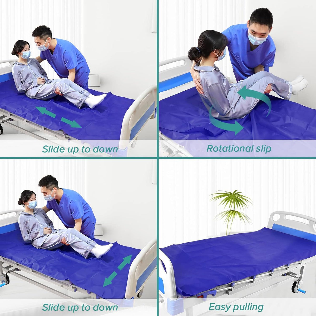 YHK Tubular Slide Sheet for Patient Transfer, Sliding Draw Sheets to Assist Moving Elderly,Slides for Cars, Hospital Bed, Home Care(Blue, 39"x79"(100x200cm)