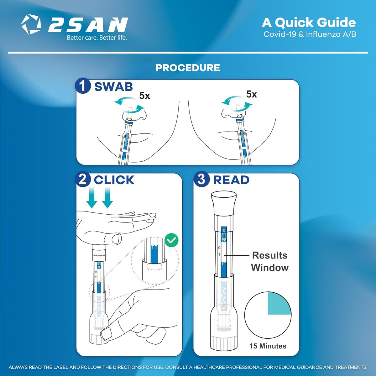 2San COVID-19 & Flu A/B Pen Test – Results in 15 Minutes – 5-Pack (5 Test) – Rapid Antigen Home Test – Clinically Accurate – Easy, Non-Intrusive Nasal Swab – Detects Flu & COVID