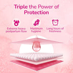 Evereve Maternity Pads XXXL+ 420mm, Widest Leakproof Coverage, 3X Absorbency, Comfort & Hygiene, Soft & Irritation-Free, Postpartum Pads for After Birth Recovery, Extreme Flow Protection, Pack of 10