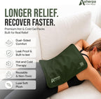 Flexible Hot and Cold Gel Pack, Large 11.5" x 14.5" | Reusable soft gel ice pack for injuries, recovery, dual-sided plush, medical grade for back, shoulder & muscle relief, green