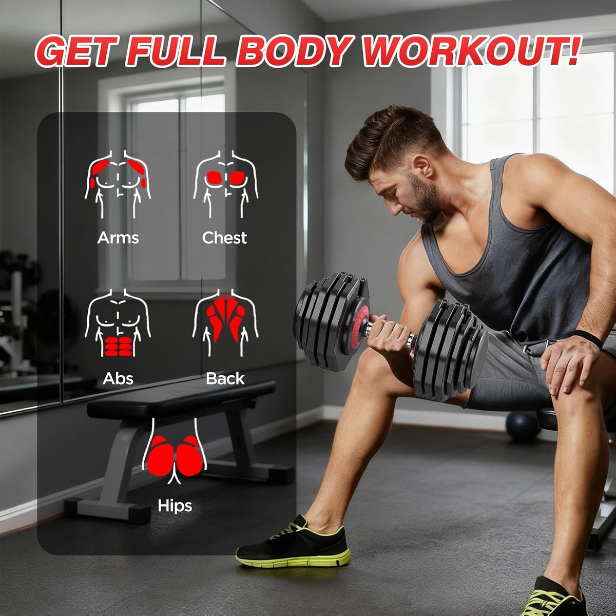 Adjustable Dumbbells Set for Home Gym