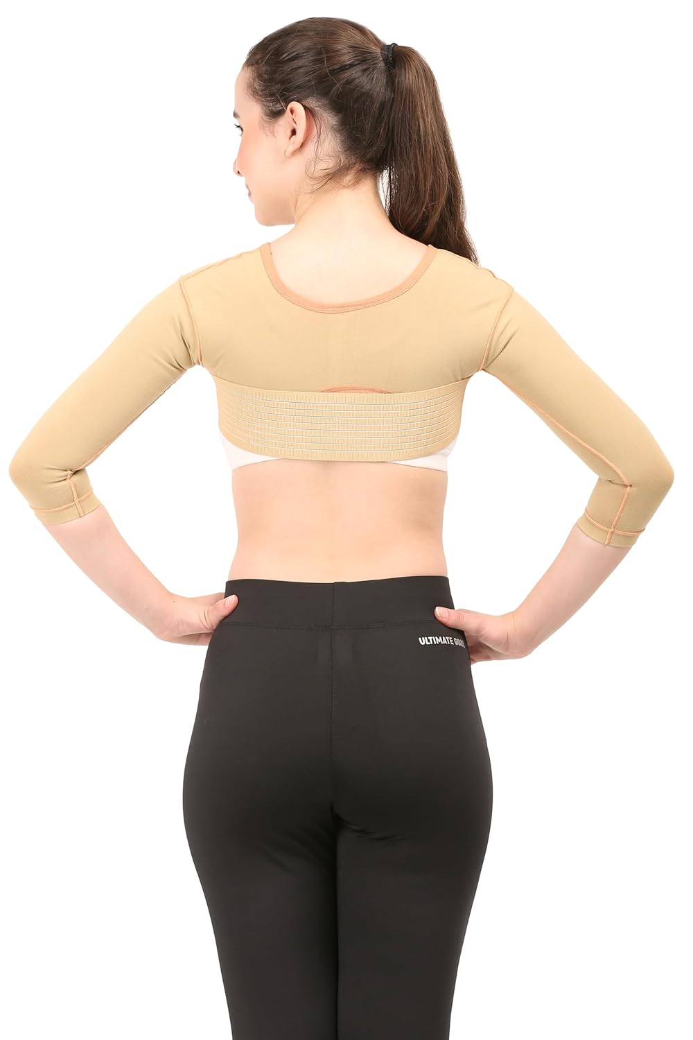 Post Liposcution Arm Compression Garment || MICROPOLY FABRIC || Slimming Sleeves || Arms Posture Corrector || Shapewear || Post Surgical Arms Support (Beige, S)