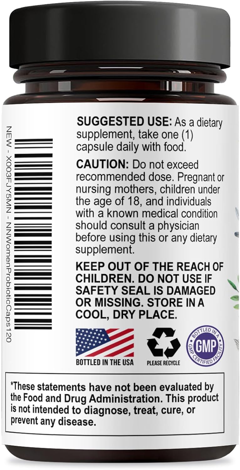 Women’s Probiotics 50 Billion CFU Guaranteed, Vegan Probiotic Strains, Supports Womens Digestive, Immune, Vaginal, & Urinary Health, Delayed Release, No Soy Gluten Nature's Probiotic - 120 Capsules