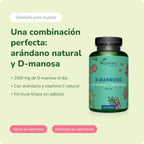 D-Mannose Complex Vegavero® | 100% Natural UTI Support | NO Additives, Lab-Tested | with Cranberry, Vitamin C, 2000mg D Mannose | 120 Capsules | Vegan