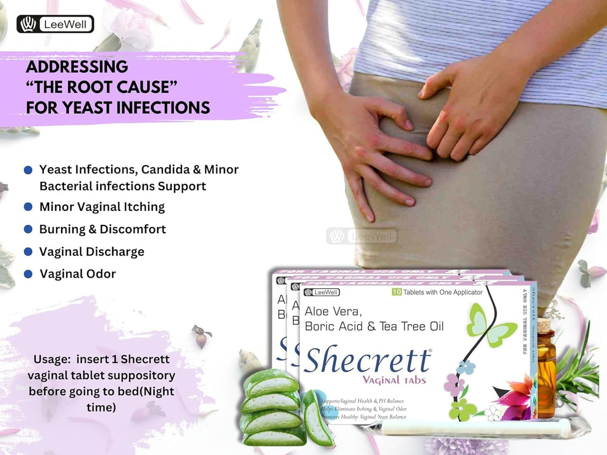Vaginal Boric acid 600mg Suppositories for Women | Reduces Itching, Yeast infection, Burning, Odour, Balance pH | Tea Tree Oil, Aloe Vera | Natural Vaginal Probiotics | Ayurvedic White Discharge aid | Intimate Wash - 30 tablets +3 Applicators