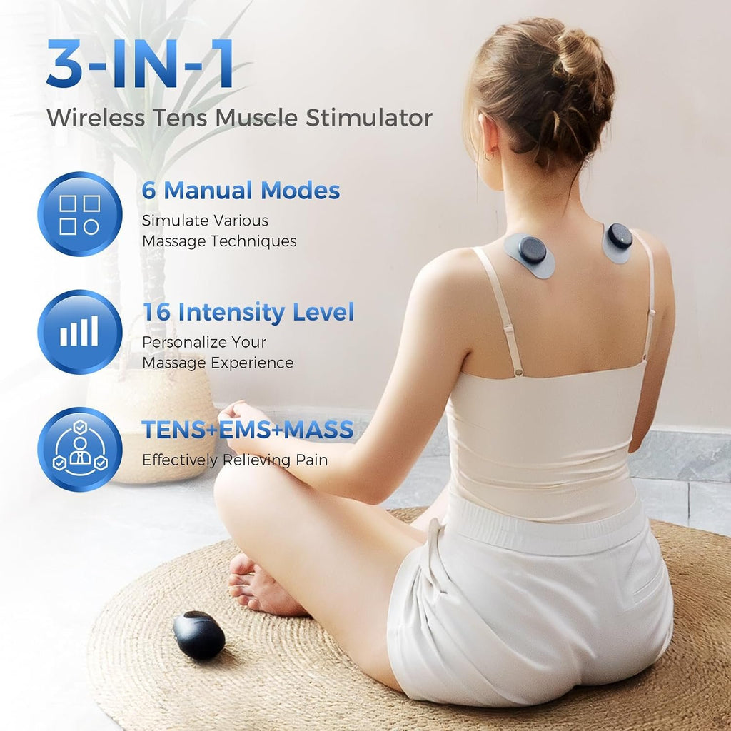 Wireless TENS Unit Muscle Stimulator, Pain Relief, Model U8PRO | Dual Channel Wireless TENS Machine, Pocket Size, 6 Modes 16 Intensities, Sciatica Back Relief, Travel Use, Gift for Men Women