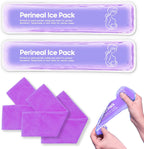 Reusable Postpartum Perineal Ice Packs, Cold Packs for Hemorrhoid Pain Recovery, 2 Gel Pads + 3 Sleeves (Purple)