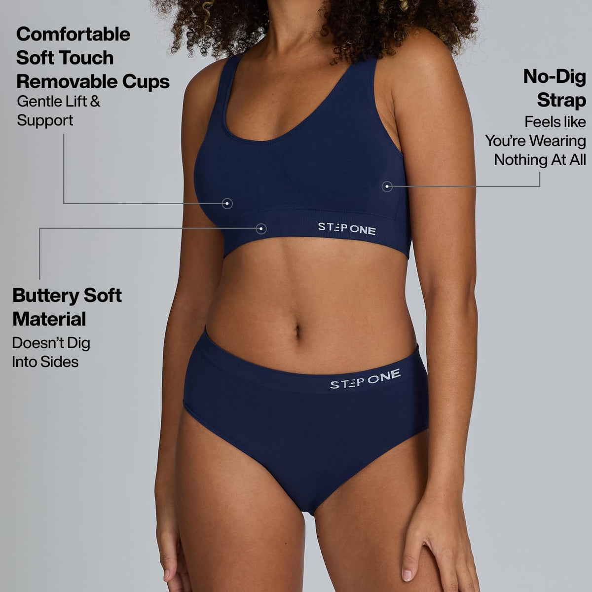 STEP ONE Smoothfit Bra. Ultra-Soft Women's Everyday Bra, Lifts & Supports and Feels Invisible on, Breathable Bamboo Moisture Wicking with Removable Cups