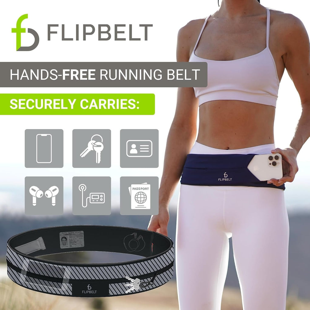 FlipBelt Classic Running Belt, Phone Holder for Running, Money Belt Pouch